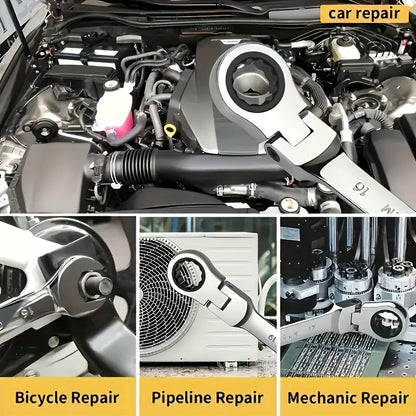 Adjustable Ratchet Wrench Set, 180° Rotatable Head & 72-Tooth Gear Mechanism Wrench Set, Multifunctional Hand Tool for Car Repair, Mechanical Workshop & Home Use, Car Accessory