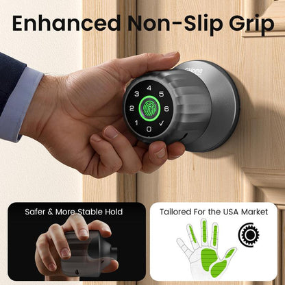 [New Arrival] Ghome Smart 4-In-1 Keyless Entry Door Knob – Rechargeable Battery, Biometric Fingerprint, Keypad, App & Bluetooth Control, Removable Charging for Easy Power Access