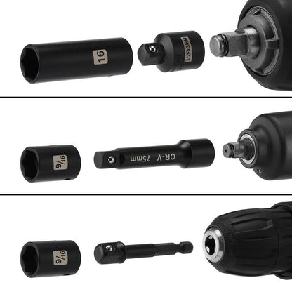 49 Pieces 3/8" Drive Impact Socket Set, 5/16"-3/4", 8-22MM, Sae/Metric, 6 Point, CR-V, Includes Extension Bar, Adapter, Universal Joint Tool Box Heavy Duty Hardware Industrial