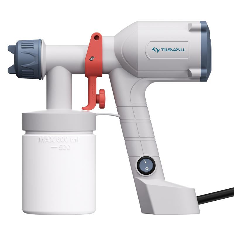Tilswall HVLP Paint Sprayer, Ultra-Light Electric Spray Gun with 20 FL OZ Detachable Cup, 2 Nozzles & 3 Patterns, Perfect for Furniture, Cabinets, Fence, Walls, Doors, Garden & DIY, White