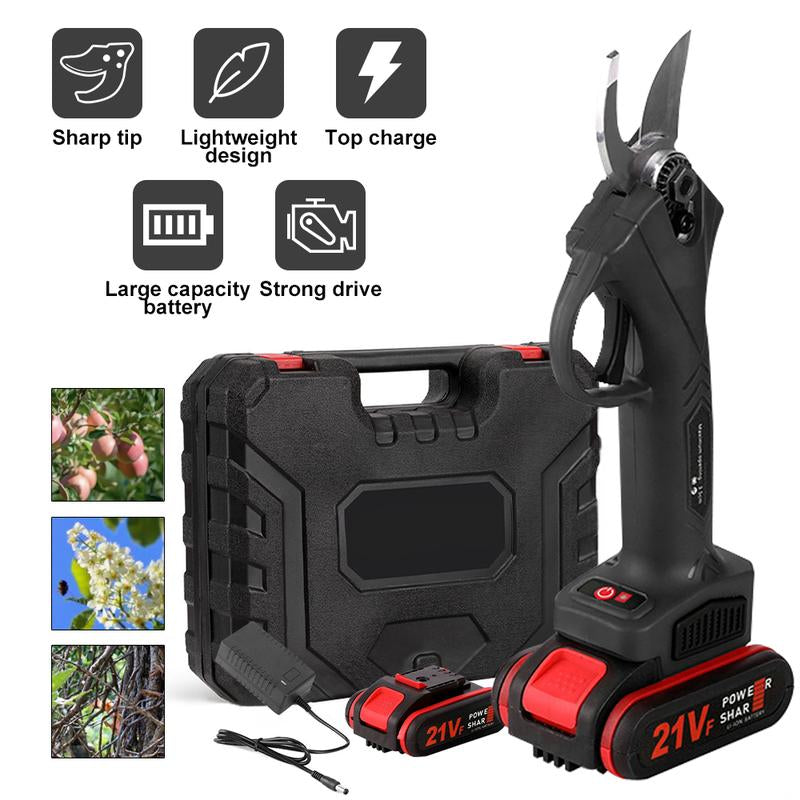 Professional Cordless Electric Pruning Shears Pruner, Electric Pruning Shears, with 2PCS Backup Rechargeable 7500Mah Lithium Battery Powered Tree Branch Pruner - 1.38Inch (35Mm) Cutting Diameter, Fathersdaygift