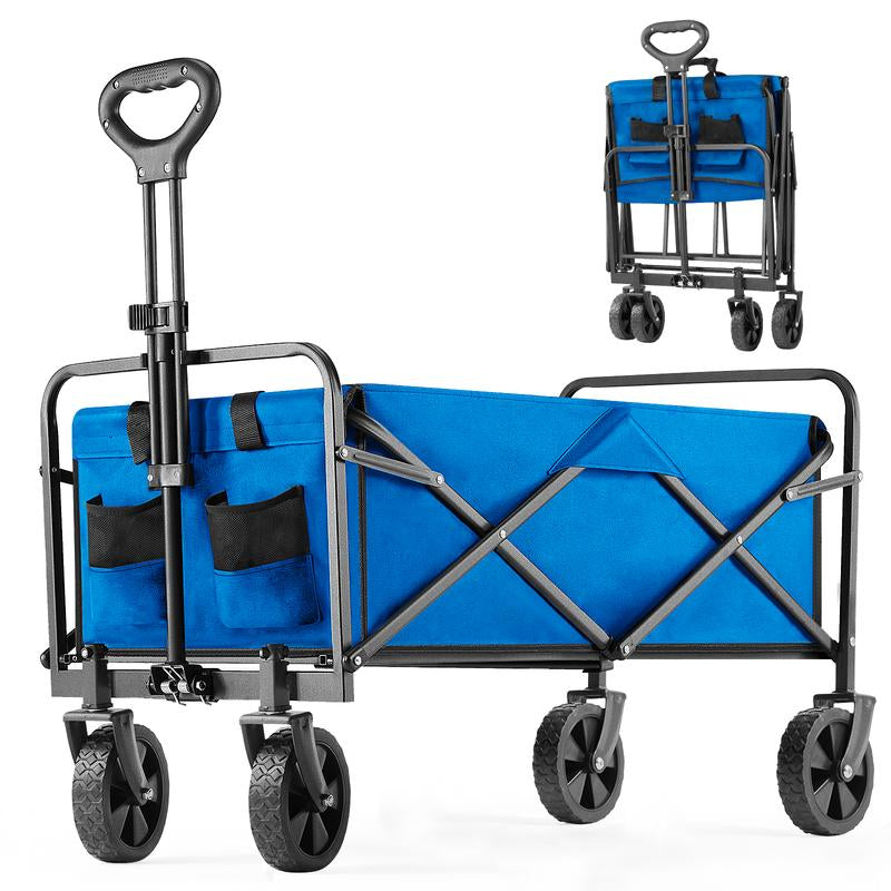 【Deal】Sweetfurniture Collapsible Foldable Wagon Cart with All-Terrain Wheels, Large Capacity for Garden, Beach, Shopping, Sports and Camping, Heavy Utility