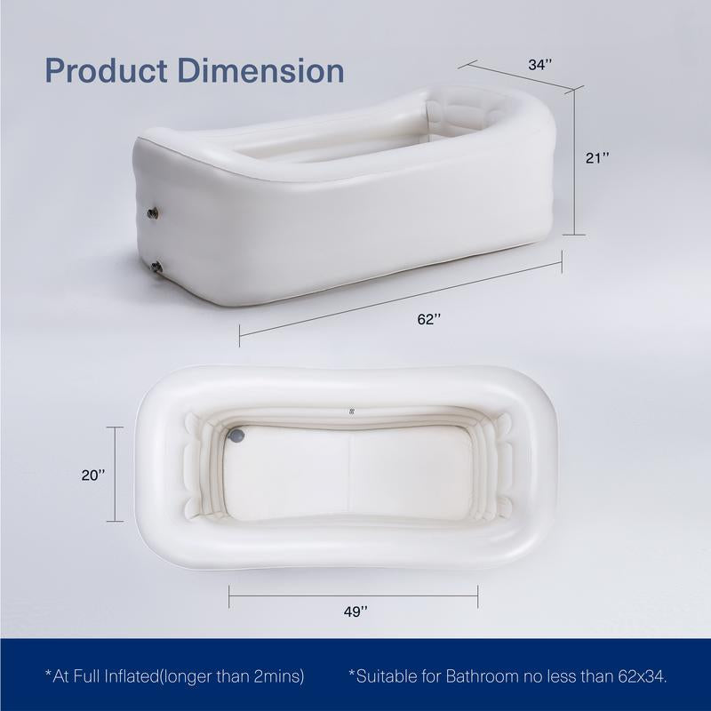 62''L X 34''W Portable Inflatable Tub for Family Use Foldable Collapsible with Reinforced Durability Space Saving Easy to Store，Indoor and Outdoor Freestanding Collapsible Spa Bathtubs.