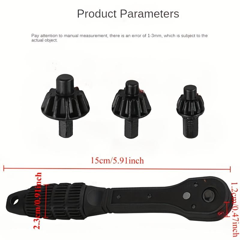 4Pcs Iron Drill Wrench, Upgraded Second Generation, Exchange Head Key, Fast Gear with 3 Gears, Forward and Reverse Rotation, Anti-Skid Handle for Easy Operation