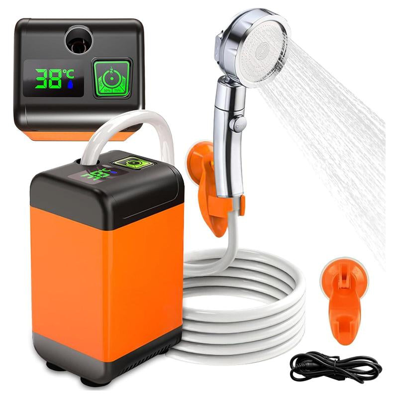 Portable Shower Set, 1 Set USB Powered Smart Digital Display Electric Shower with Handheld Shower Head, Suitable for Beach Field Camping Hiking Traveling Outdoor Cleaning, Bathroom Accessories, Christmas Gift Ideas, Stocking Stuffers