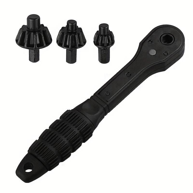 4Pcs Iron Drill Wrench, Upgraded Second Generation, Exchange Head Key, Fast Gear with 3 Gears, Forward and Reverse Rotation, Anti-Skid Handle for Easy Operation
