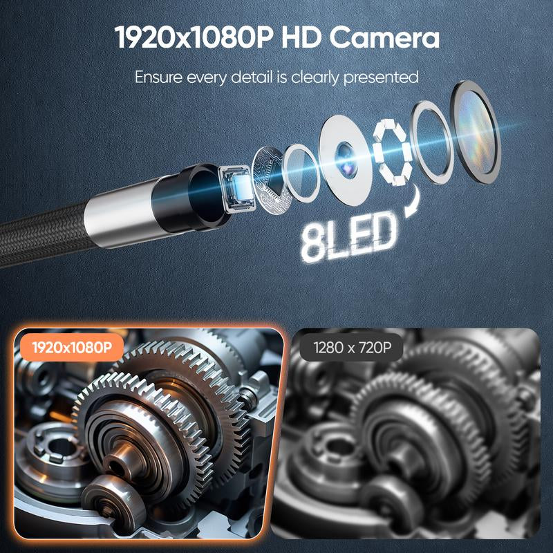 Two-Way Industrial Endoscope Camera,Waterproof Borescope with Light,0.33In Articulated Snake Camera ,Video Inspection Scope for Automotive Mechanic Wall- 5.5FT