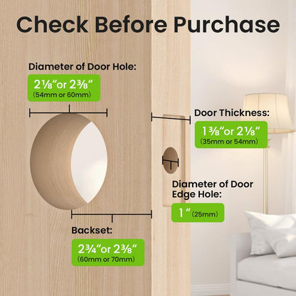 [New Arrival] Ghome Smart 4-In-1 Keyless Entry Door Knob – Rechargeable Battery, Biometric Fingerprint, Keypad, App & Bluetooth Control, Removable Charging for Easy Power Access