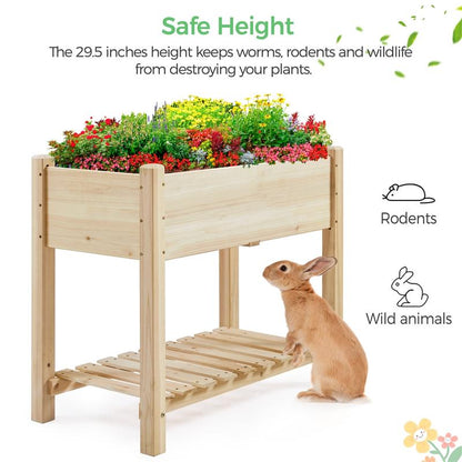 Yaheetech Wooden Raised Garden Bed Elevated Planter Box Kit 2 Tiers with Legs for Yard/ Garden Use Planting Vegetables/ Flowers/ Herbs/ Fruits