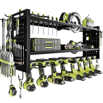 HAUSNEED-001/002/003 Tool Organizer Wall Mount, Tool Rack with 8 Drill Holders, 4 Layers Large Capacity Rack, Tool Room Storage, Ideal for Garage，Powertoolholder Heavy Duty
