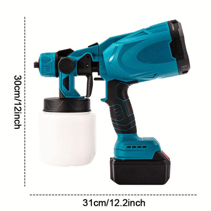 Cordless Paint Sprayer with 2 Batteries 21V 1000Ml Cordless Spray Paint Gun 3 Spray Modes 3 Nozzles Adjustable Flow Length for Home Interior Furniture Wall Door Latex (Style Blue)