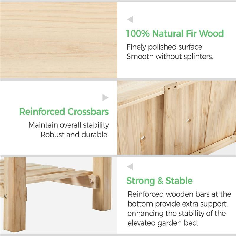 Yaheetech Wooden Raised Garden Bed Elevated Planter Box Kit 2 Tiers with Legs for Yard/ Garden Use Planting Vegetables/ Flowers/ Herbs/ Fruits