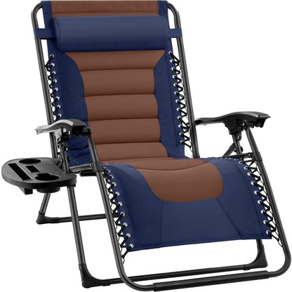 Best Choice Products Oversized Padded Zero Gravity Chair, Folding Outdoor Patio Recliner W/ Side Tray