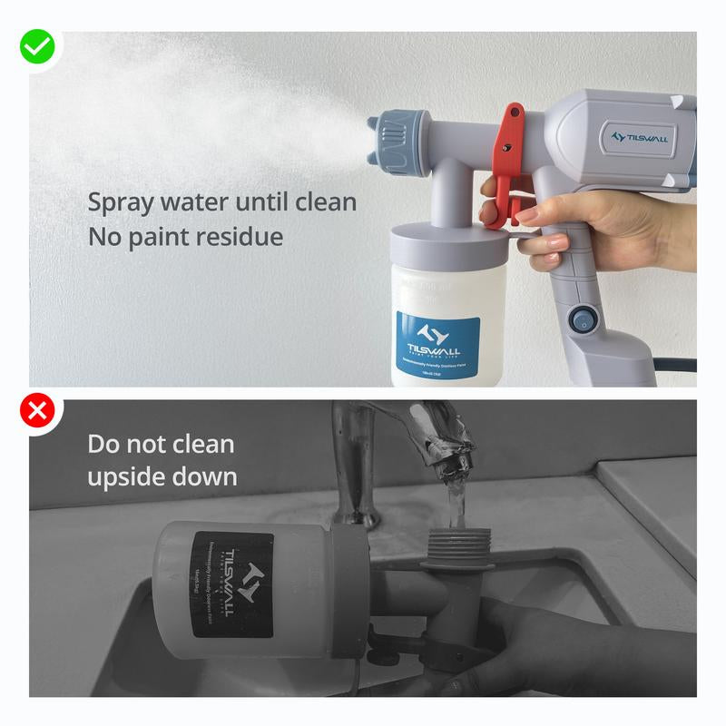 Tilswall HVLP Paint Sprayer, Ultra-Light Electric Spray Gun with 20 FL OZ Detachable Cup, 2 Nozzles & 3 Patterns, Perfect for Furniture, Cabinets, Fence, Walls, Doors, Garden & DIY, White