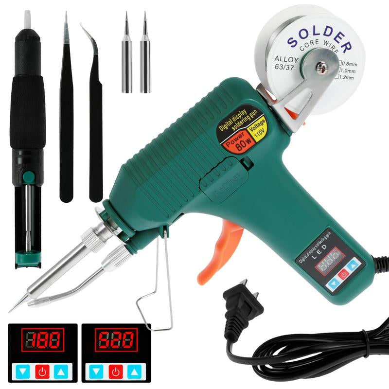 Podhey Soldering Iron Kit 80W 180-520℃ Adjustable Temperature Corded Solder Iron Internal Heat Electric Welding Tool with Welding Wire for Circuit Board Computer Electronic Repair