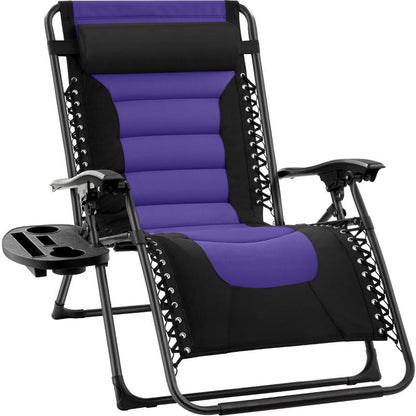 Best Choice Products Oversized Padded Zero Gravity Chair, Folding Outdoor Patio Recliner W/ Side Tray