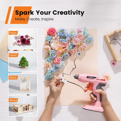 Gogonova Glue Gun, 20S Fast Preheating Anti-Drip Cordless Glue Gun, 2Ah USB-C Rechargeable with 25 Pcs Mini Glue Sticks, Smart Power-Off