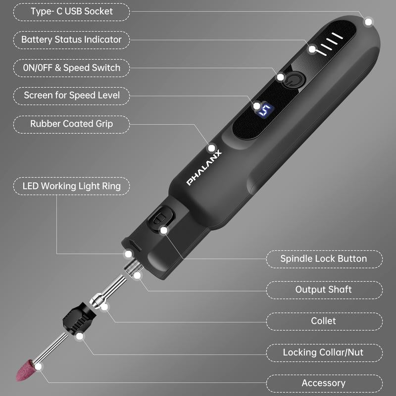Rotary Tool - 3.7V Cordless Rotary Tool Kit LED Ring Work Light, 2.0Ah Li-Ion Battery 5 Speed 70 Accessories Power Rotary Tools 20000Rpm,Mini Rotary Tool Cordless for Light DIY Projects/Precision Work Springtok