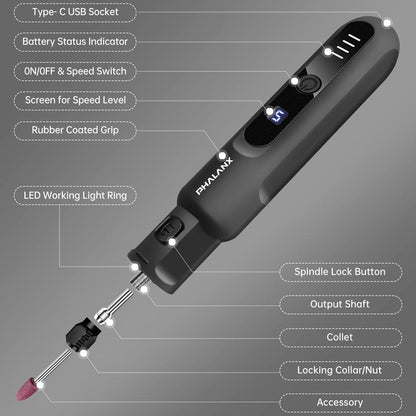 Rotary Tool - 3.7V Cordless Rotary Tool Kit LED Ring Work Light, 2.0Ah Li-Ion Battery 5 Speed 70 Accessories Power Rotary Tools 20000Rpm,Mini Rotary Tool Cordless for Light DIY Projects/Precision Work Springtok