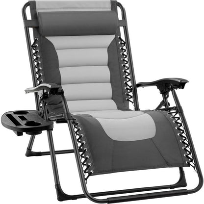 Best Choice Products Oversized Padded Zero Gravity Chair, Folding Outdoor Patio Recliner W/ Side Tray