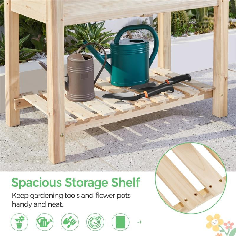 Yaheetech Wooden Raised Garden Bed Elevated Planter Box Kit 2 Tiers with Legs for Yard/ Garden Use Planting Vegetables/ Flowers/ Herbs/ Fruits