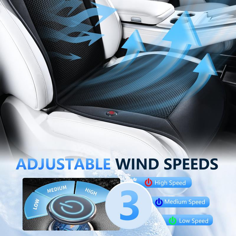 FLORICH Cooling Car Cushions 12V /24V Are Available Automotive Summer Cooler Pad-Air Conditioned Air Circulation Ventilated Cover for Car SUV Truck Universal Fit 1 Pack (Black Cushion and Back Cushion) Seat
