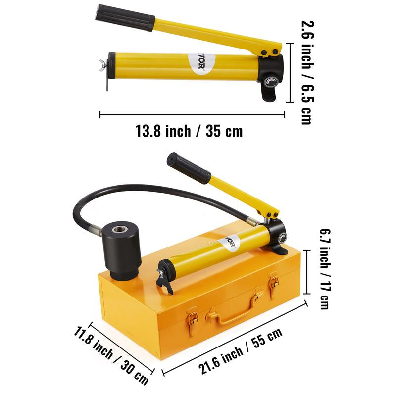 VEVOR Hydraulic Knockout Punch Kit, 15 Ton 1/2" to 4" Conduit Hole Cutter Set, KO Tool Kits with Puncher 10 Piece, Metal Sheet Driver Tools, for Aluminum, Brass, Stainless Steel, Fiberglass and Plasti