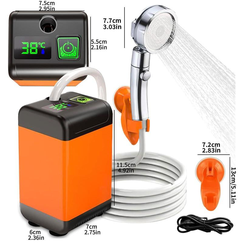 Portable Shower Set, 1 Set USB Powered Smart Digital Display Electric Shower with Handheld Shower Head, Suitable for Beach Field Camping Hiking Traveling Outdoor Cleaning, Bathroom Accessories, Christmas Gift Ideas, Stocking Stuffers