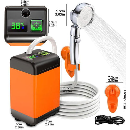 Portable Shower Set, 1 Set USB Powered Smart Digital Display Electric Shower with Handheld Shower Head, Suitable for Beach Field Camping Hiking Traveling Outdoor Cleaning, Bathroom Accessories, Christmas Gift Ideas, Stocking Stuffers