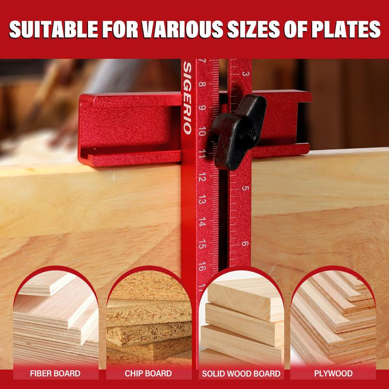 Sigerio 4 in 1 Router Milling Groove Bracket, Aluminum Alloy Router Circle Cutting Jig, Multifunctional Cabinet Hardware Jig and Router Guide, Adjustable Router Jig Tool for Woodworking (Rose Red)