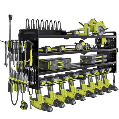 HAUSNEED-001/002/003 Tool Organizer Wall Mount, Tool Rack with 8 Drill Holders, 4 Layers Large Capacity Rack, Tool Room Storage, Ideal for Garage，Powertoolholder Heavy Duty